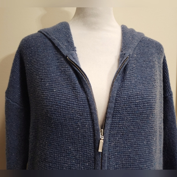 Vintage C&C Blue Zip-up Textured Knit Sweater Cardigan Hoodie Size M - Picture 2 of 9